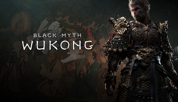 黒神話：悟空 BLACK MYTH WUKONGロゴと黄金の鎧を纏った天命人