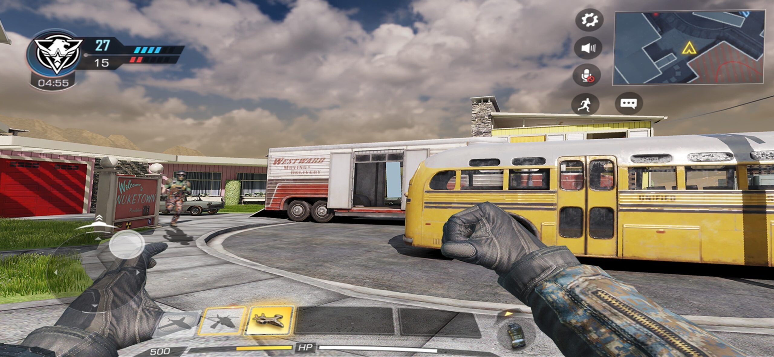 Call of Duty Mobile 人気マップ「Nuketown」での一人称視点シーン