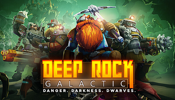 Deep Rock Galactic 公式カプセル画像に大きく描かれたDEEP ROCK GALACTICのロゴ
