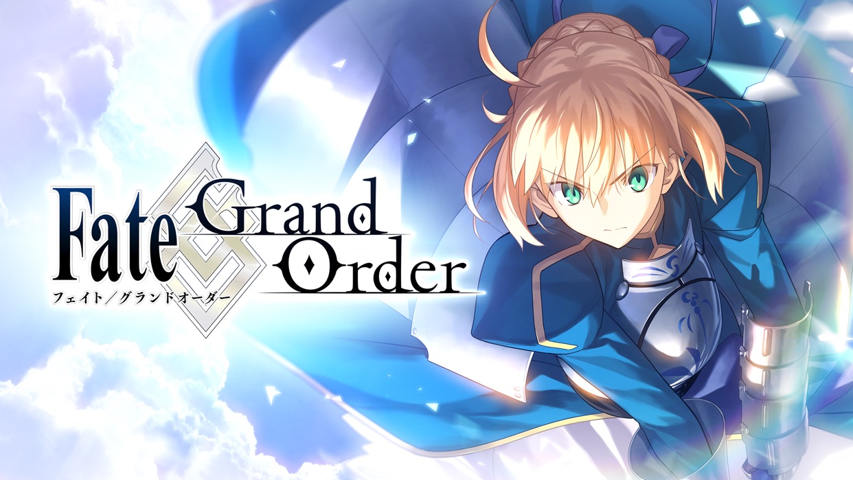 Fate/Grand Orderのタイトルロゴとキャラクタービジュアル