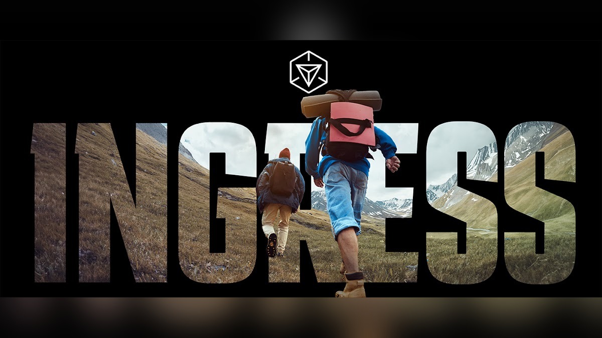 Ingress（イングレス）公式ロゴビジュアル、INGRESSのタイトルロゴが画面いっぱいに大きく配置されたイメージ