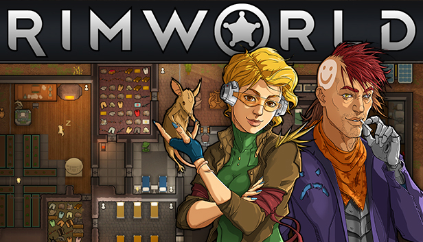 RimWorld 公式capsule画像 タイトルロゴと入植者キャラクター