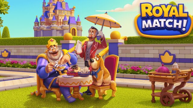 ロイヤルマッチ ROYAL MATCH! 公式ビジュアル、王様とお城が描かれたキービジュアル