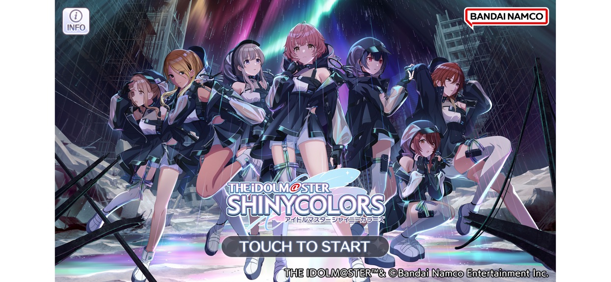 アイドルマスター シャイニーカラーズ タイトル画面と283プロダクションのアイドルたち