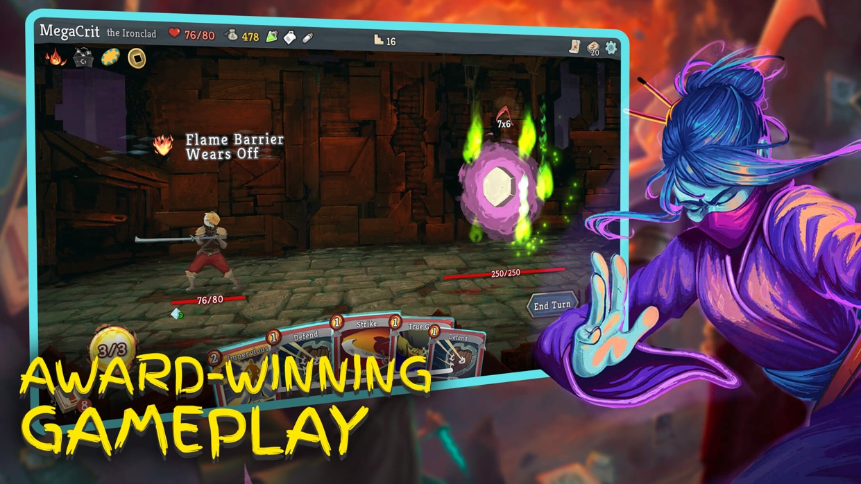 Slay the Spire アイアンクラッドが巨大なボスと戦うAward-Winning Gameplayの場面