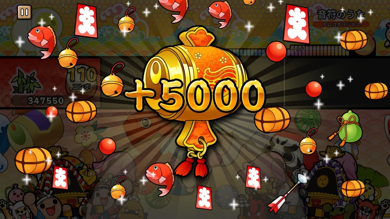 太鼓の達人 Pop Tap Beat 黄金のハンマーでボーナス得点が入る演出