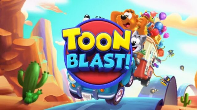 トゥーンブラスト アイキャッチ、TOON BLASTロゴとトゥーニー一家のキービジュアル
